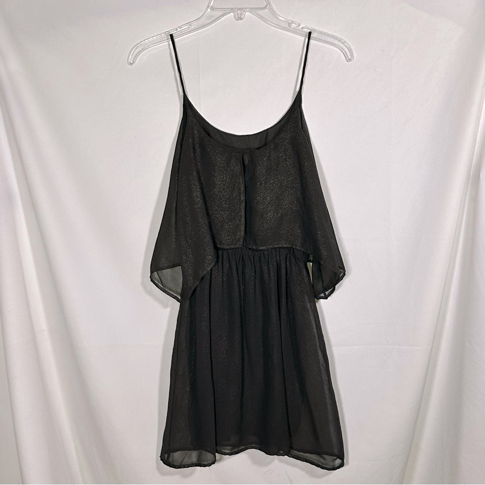 Muan Black Gold Specks Scarf Dress‎ Spaghetti Straps Womens Juniors Small